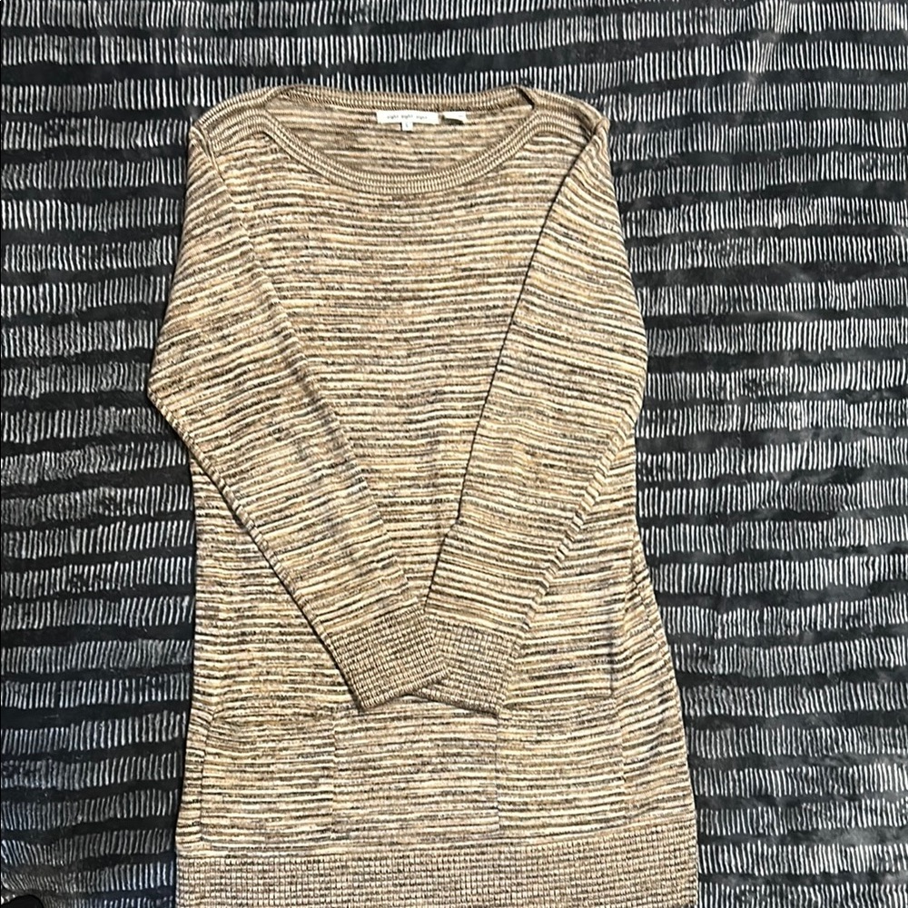 Eight Eight Eight Tan and Black Asymmetrical Ribbed Sweater Dress